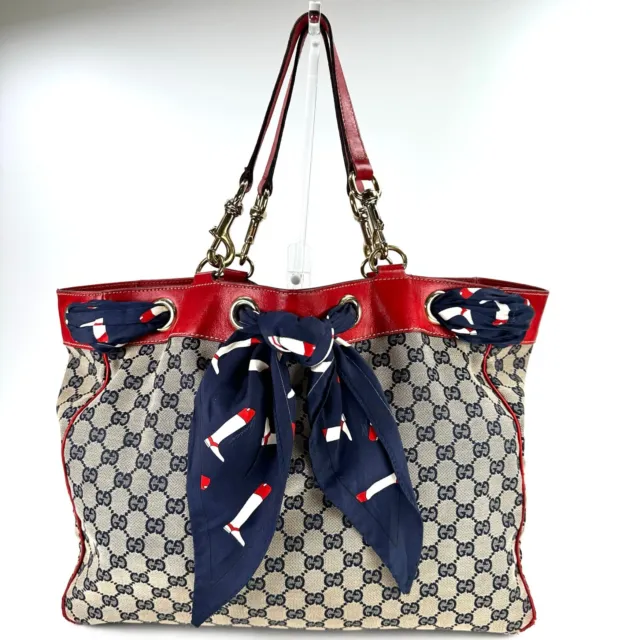 GUCCI Positano Shoulder Tote Scarf Bag GG Logo Medium Authentic From Japan #0102