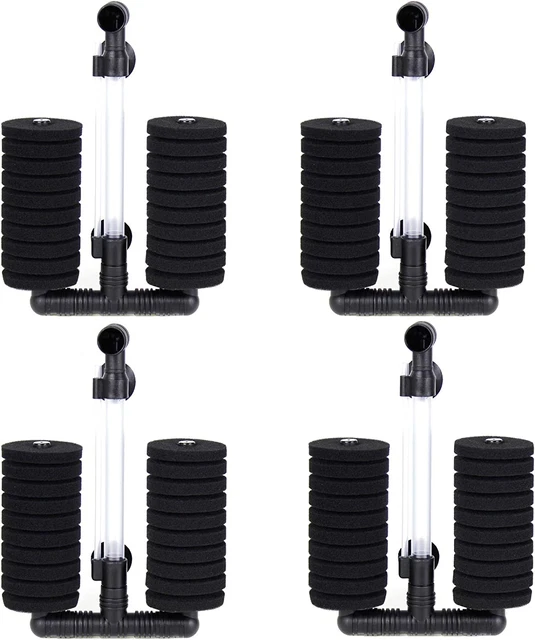 4 Pack Double Bio Sponge Filter, for Fry, Betta, Shrimp, Nano, Aquarium Fish Tan