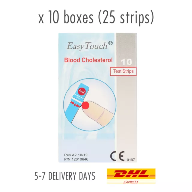 [EASYTOUCH] tiras autoevaluables a nivel de colesterol en sangre 10 cajas @25 tiras reactivas