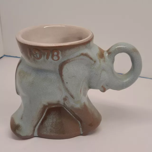 Frankoma Pottery Planter Mug Cup Blue Elephant GOP Republican Political VTG 1978