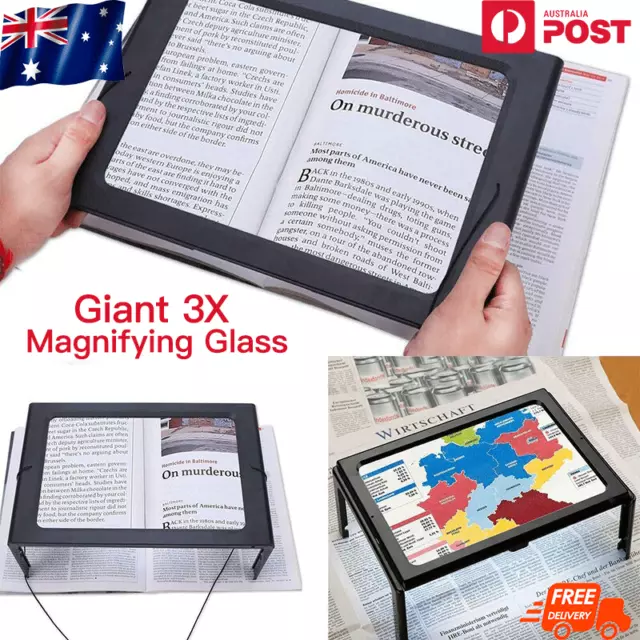 3x LED Lights Reading Magnifying Glass Hands Free Desk  Magnifier Large A4 Page