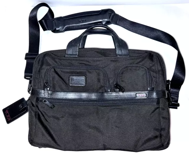 TUMI Alpha 2 T-Pass® Screen Slim Black Laptop Briefcase Ballistic Nylon 26516D2