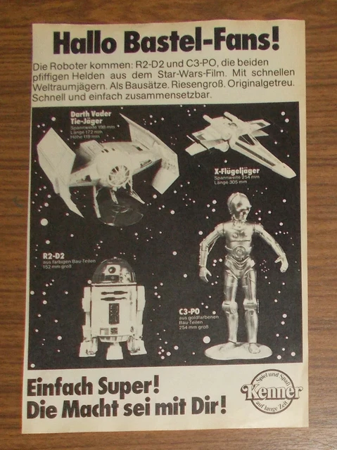 Seltene Werbung Kenner Star Wars R2-D2 C-3PO X-Win Tie Fighter Bausätze 1979