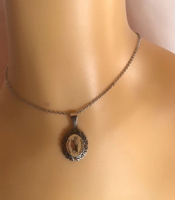 San Judas Tadeo: Verde Rosario De Cristal Y Tarjeta Laminada Con Oracion - Foto 8