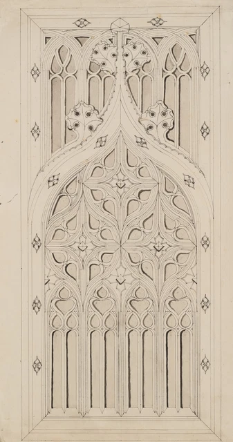 Dessin Original XIXe Siècle - Projet De Fontaine Neptune, Romantisme Allemand - Œuvre D'art Ancienne