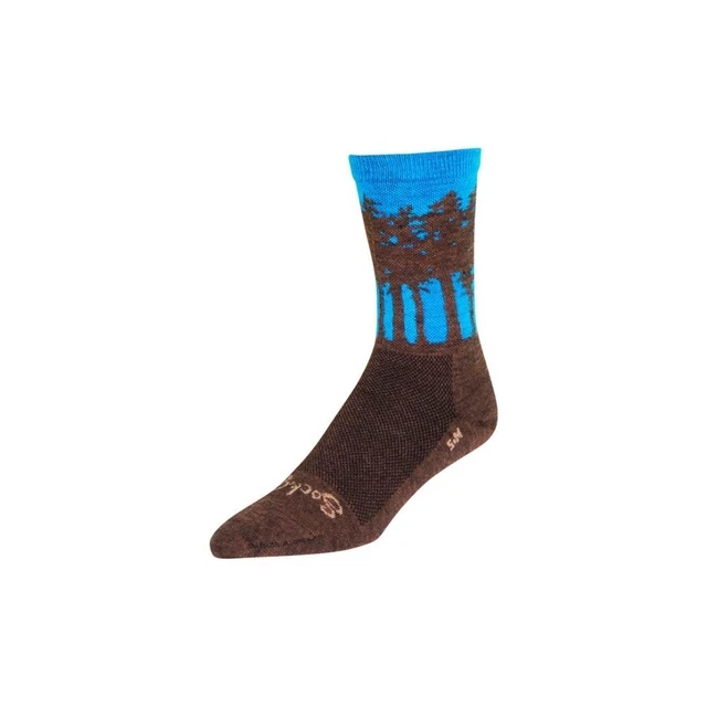 SockGuy Wool Blend Treeline Unisex Easy Fitted Brown/Blue 6 inch Cycling Socks