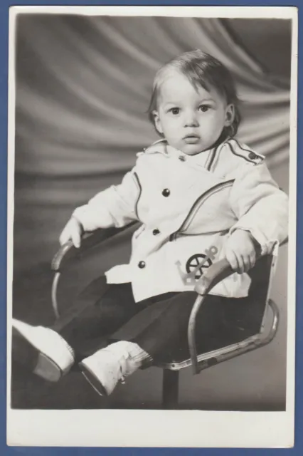 Beautiful baby on a chair Soviet Vintage Photo USSR