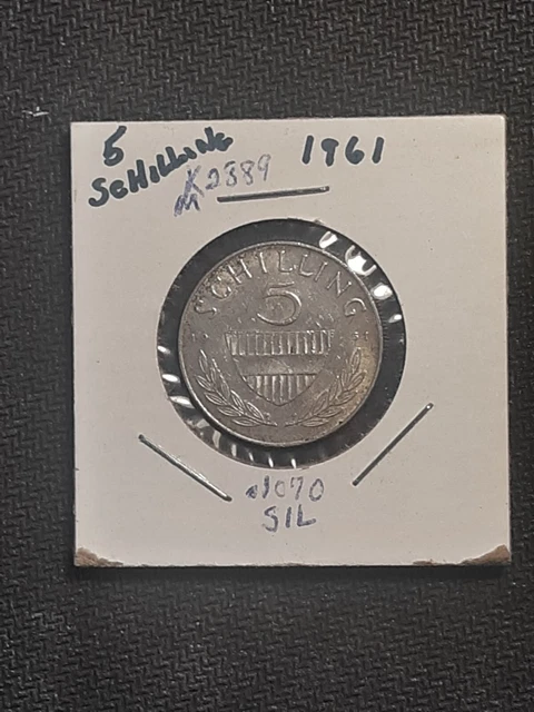 1961 Austria 5 Schilling Silver Coin