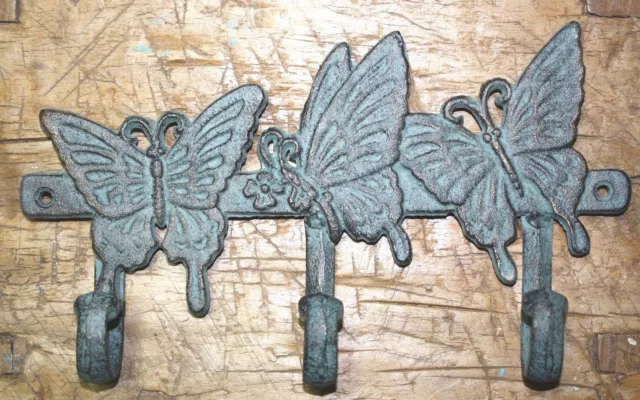 Cast Iron VICTORIAN Style BUTTERFLY Towel Coat Hooks Hat Hook Key Rack Rustic