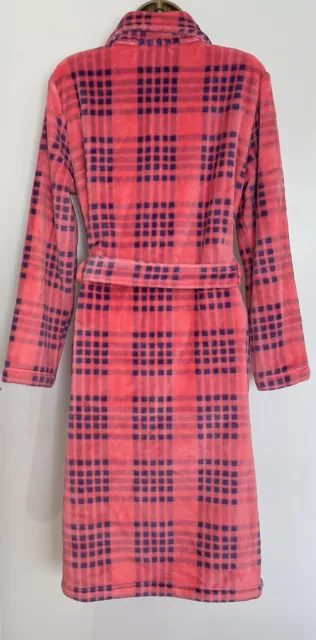 ASOS Dressing Gown Robe Soft Fluffy Pink Check Midi Womens New Size Extra Small 3