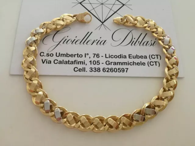 BRACCIALE ORO 18 Karati 750% Uomo Donna Unisex ORO GIALLO e BIANCO Bicolore