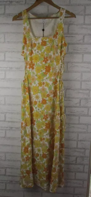 Lover the Label belle midi dress feel good floral new 10 yellow 70s