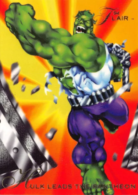 HULK LEADS THE PANTHEON / 1994 Fleer Flair Marvel Annual BASE Trading Card #95