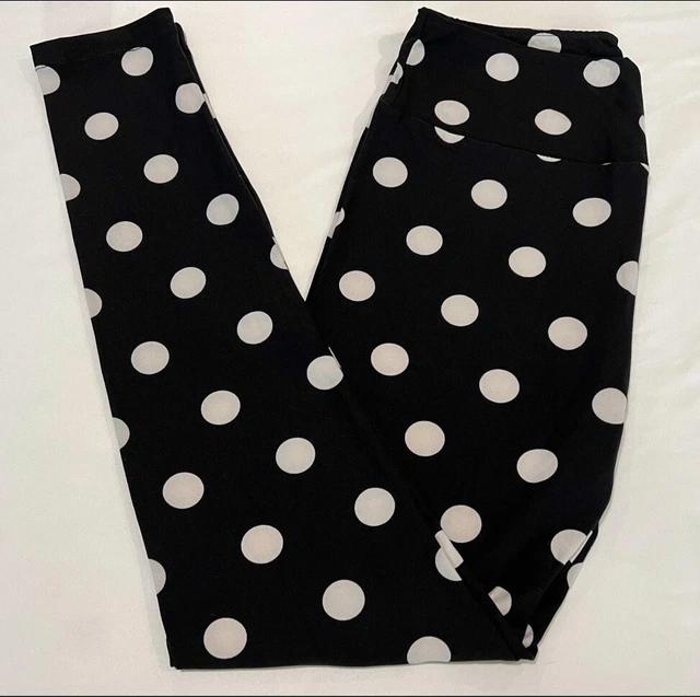 NEW Lularoe OS Legging BLACK White Polka Dot Modern BIG CIRCLE Contemporary Ball