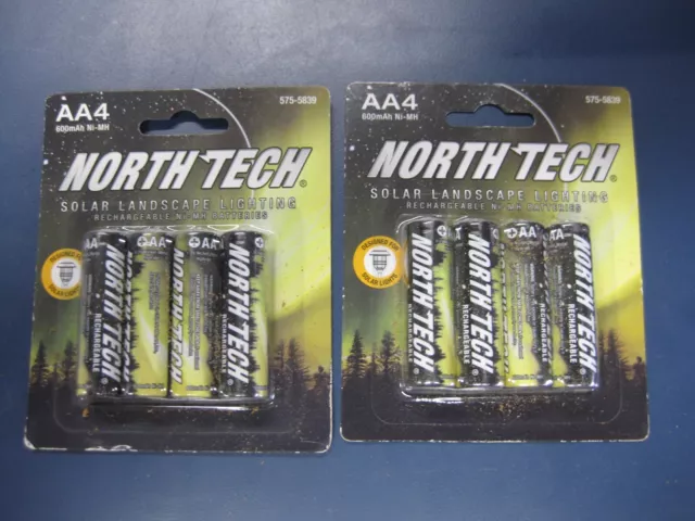 NORTH TECH AA Rechargeable Ni MH Batteries Solar Landscape Lighting 2 4 Packs 10.00 PicClick