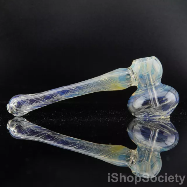 7" Fumed Hammer Bubbler Tobacco Smoking Pipe Collectible Glass Pipes - P746
