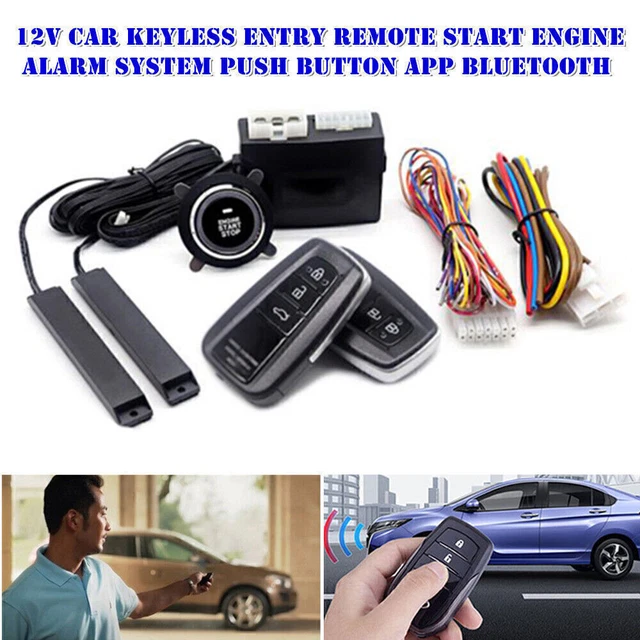 12V SUV Keyless Entry Engine Start Alarm Push Button APP Bluetooth Phone Control