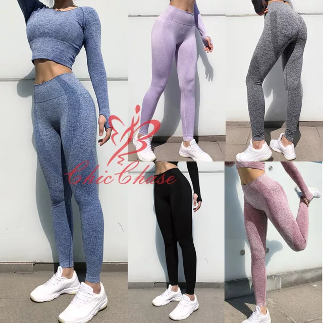 Women's Seamless Leggings Crop Top Gym Contour Sportswear Yoga Training Fitness