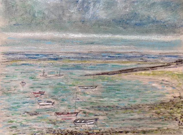 Peinture PASTEL Impressionniste La Grève Amer Île Molène Finistère Coté Akoun