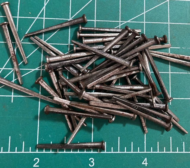 Lot of 50 ANTIQUE ~ 1 1/4" LONG SQUARE CUT NAILS ~ BRADS ~ FOR RESTORATION NOS 