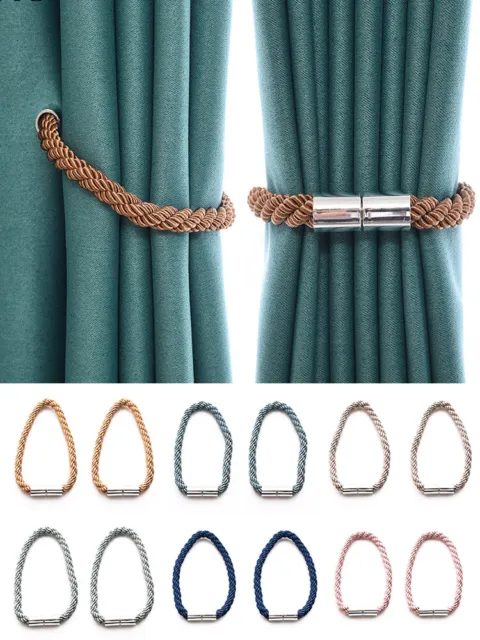 Tie Backs Buckle Curtain Tiebacks Curtain Clips Weave Rope Magnetic 2pcs/bag~