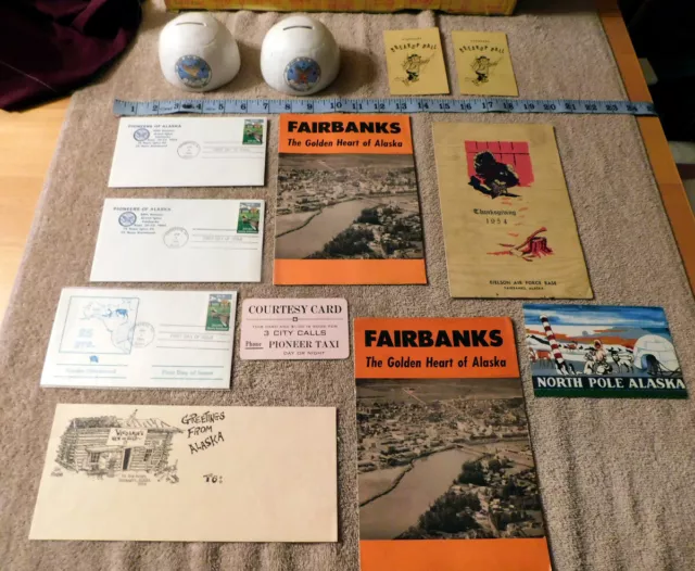 13 Vintage Fairbanks Alaska Grand Igloo Piggy Bank  FDC Stamps & Fairbanks Stuff