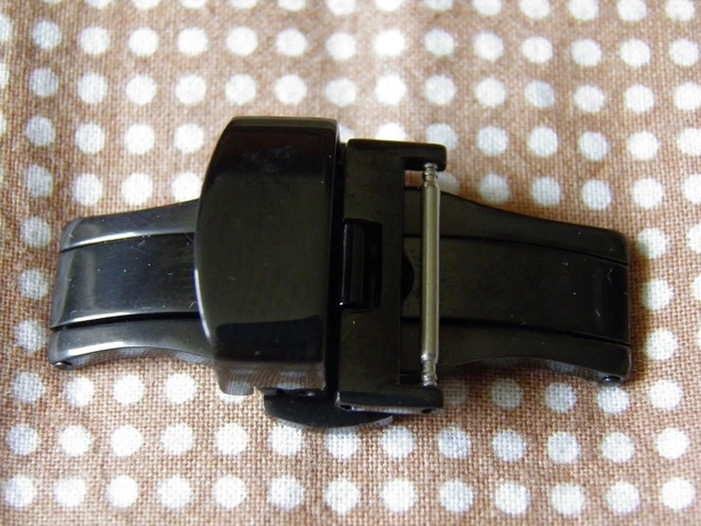 Boucle Déployante FORTIS - Largeur 18 Mm - Finition Mate Noire PVD - Acier - Fabriquée En Suisse