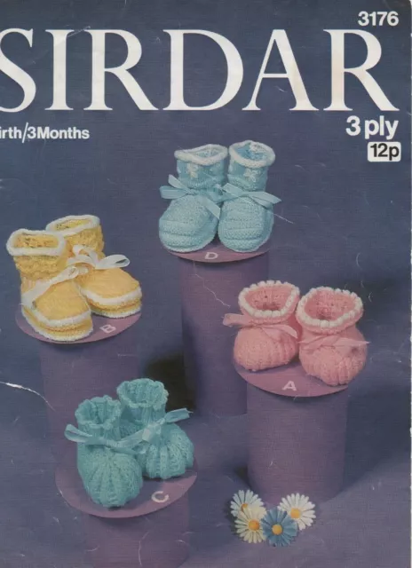 Vintage Knitting Pattern For Baby's Bootees In 3ply (110)