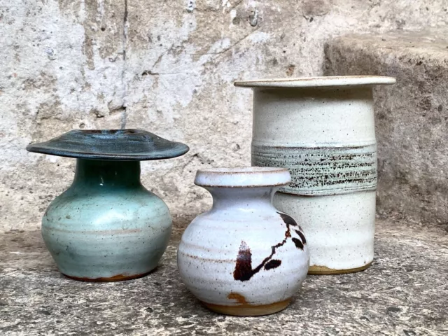 Trio of Signed Studio Pottery Pots Vases 2