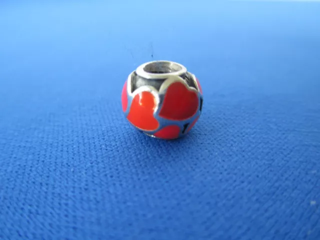 PANDORA ALE, Sterling Silver "Red Hot Love Hearts" Enamel Bead Charm