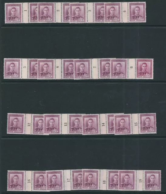 Neuf Zélande 1947-52 KGVI (Sg 681 4d) Compteur Bobines 1 Thru 8 Et 12 thru19 VF