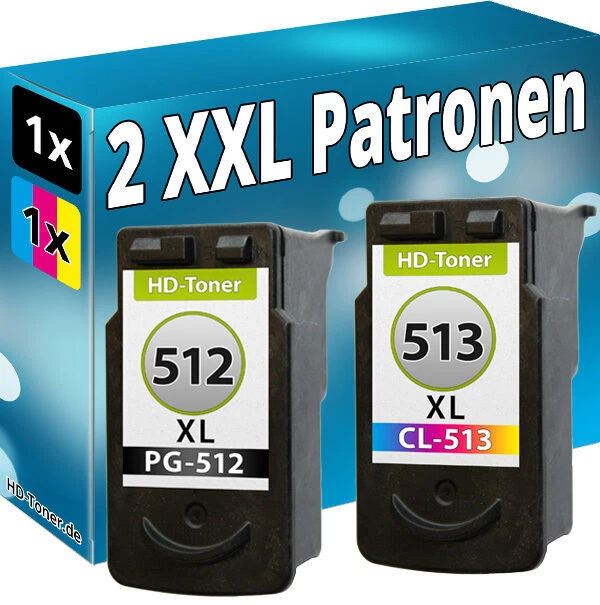 Cartouches D'encre Compatibles Pour Canon PIXMA (PG512XL, CL513XL) - Garantie 2 Ans