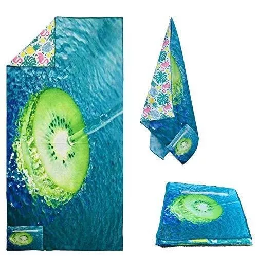 Beach Towel Microfiber Quick Dry with Zipper Pocket, Super Soft Two Sides...