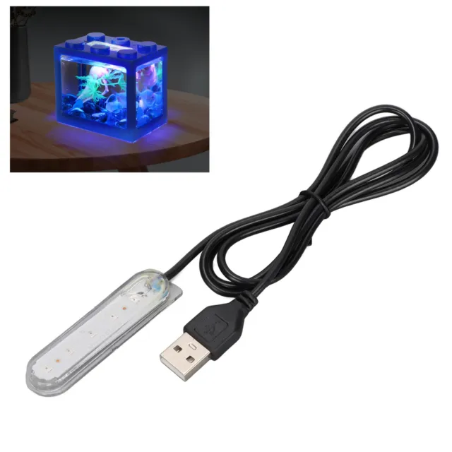 USB Small Aquarium Water Plant Light Lightweight Automatic Reptile Tank LED Bs3