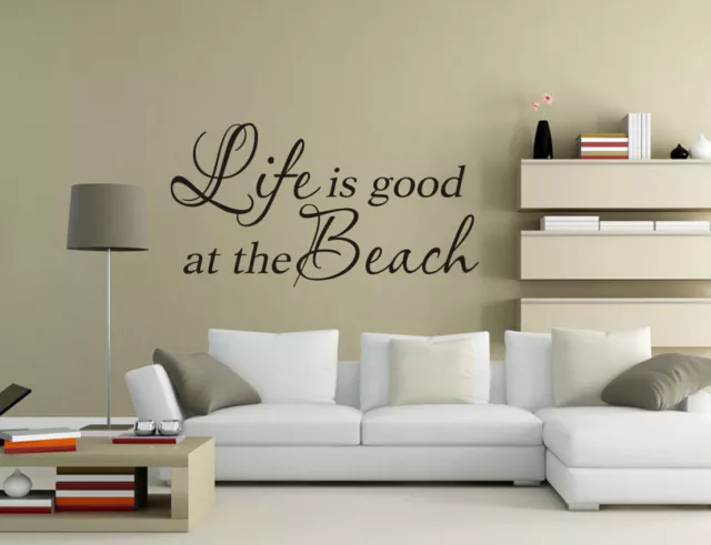 Life is Good at the Beach Wall Stickers Vinyl Mural Decal Decor Quote UK PQ211