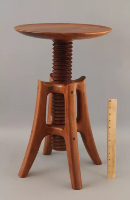 Authentic Signed James Pearce Walnut Adjustable Industrial Screw Piano Stool