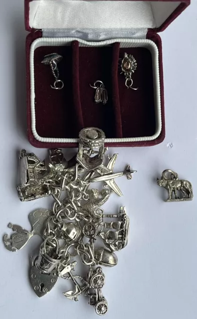 Lovely Vintage Heavy Solid Silver Charm Bracelet Fully Loaded