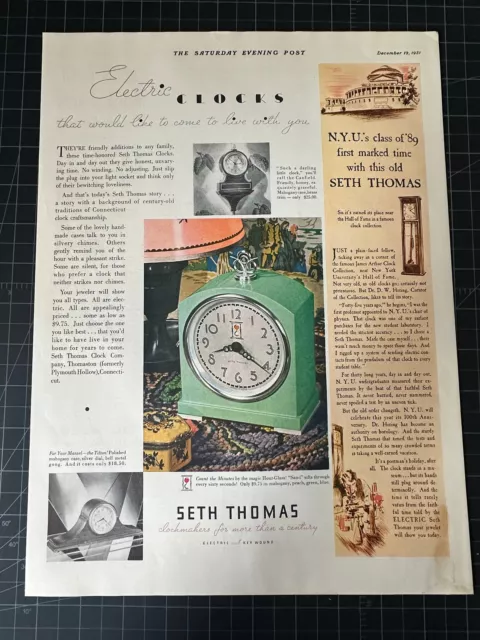 Vintage 1931 Seth Thomas Clocks Print Ad