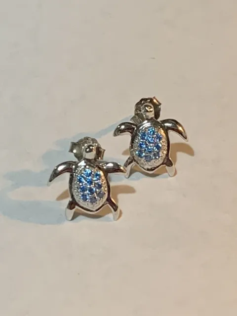 925 Sterling Silver Turtle Stud Earrings