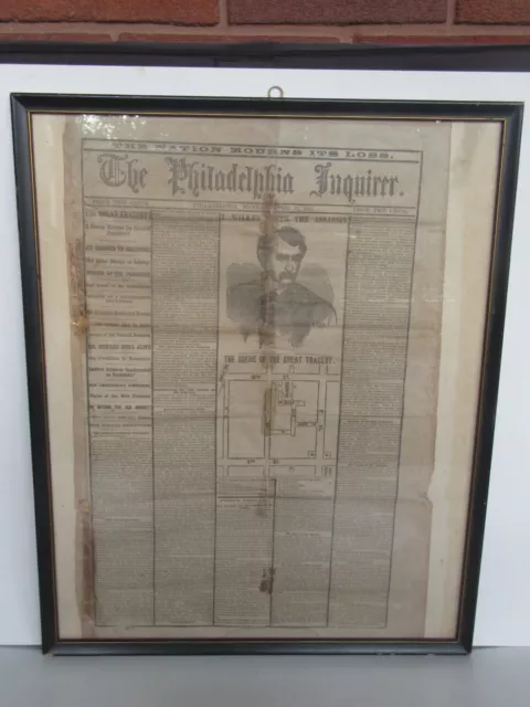 RARE April 17 1865 Philadelphia Inquirer Abraham Lincoln Assassination Newspaper