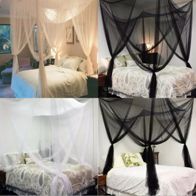 4 Corner Post Bed Canopy Mosquito Net Full Queen King Size Netting Bedding New 3