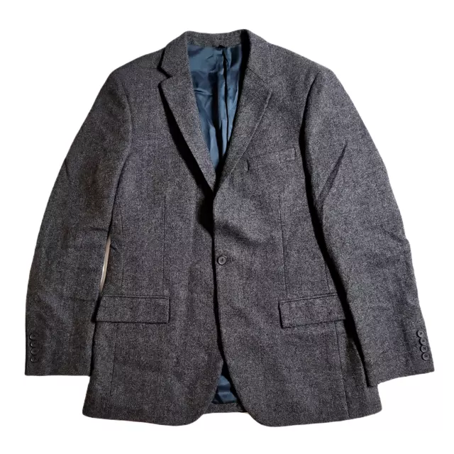 J Crew Grey Herringbone Sport Coat Mens 42L 42 Wool Nylon Jacket