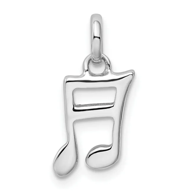 Sterling Silver 925 Polished Musical Music Note Charm Pendant 0.66 Inch