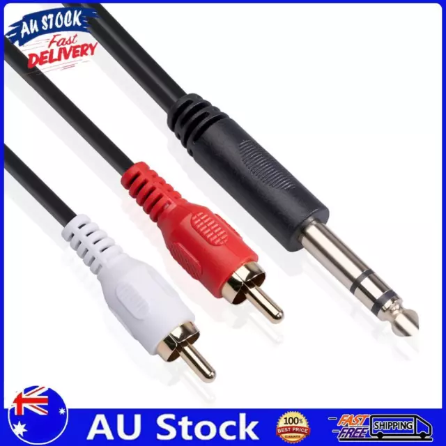 AU 1.5m 1/4 Stereo Male to 2 RCA Male Dual RCA to 6.35mm TRS Audio Adapter Cable