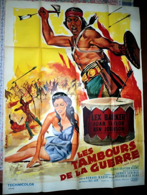 Western Affiche Originale Francaise Les Tambours De La Guerre 1957 Lex Barker