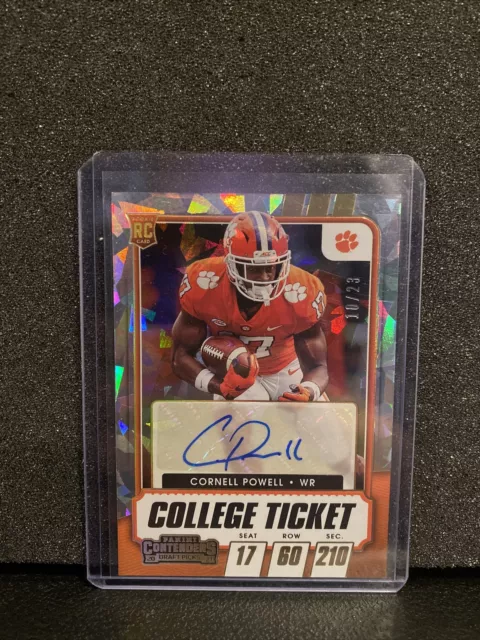 2021 Contenders Draft Picks Cracked Ice Ticket /23 Cornell Powell Rookie Auto RC
