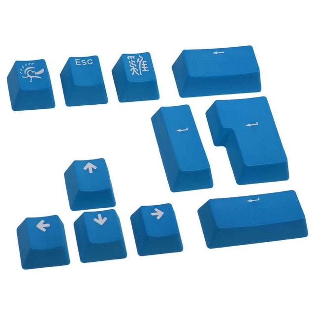 Set Di Keycap Ducky PBT Double-Shot, 11 Tasti, Colore Blu, Per Tastiere Meccaniche, Materiale Di Alta Qualità