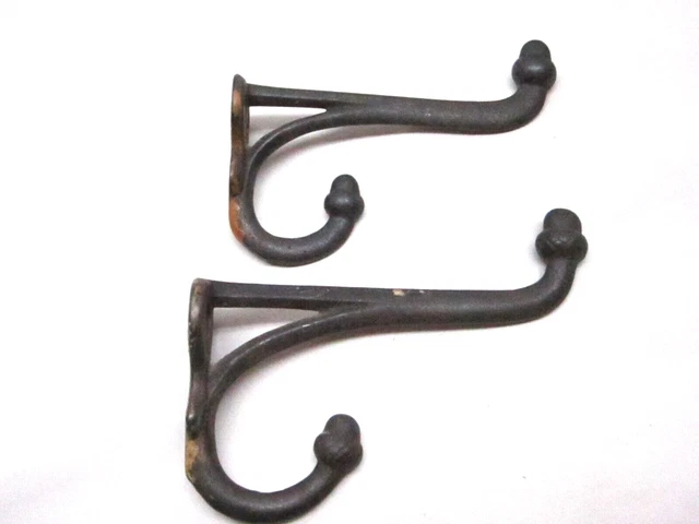 2 Vintage Metal Acorn Tip Double Coat/Hat Wall Hook