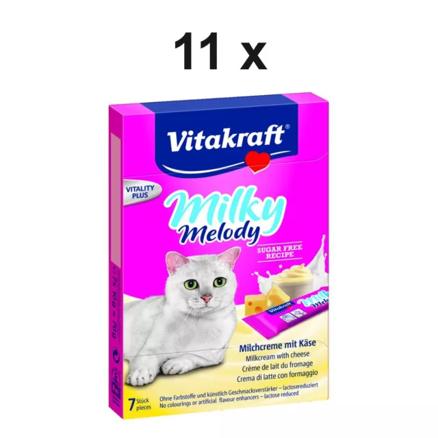 Vitakraft Katzensnack Milky Melody Käse - 11 x 70g - Snack Milchcreme Katze