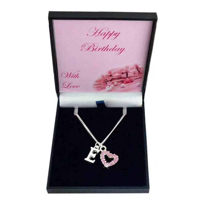 Halskette mit Briefanhänger und schönes Herz in Geburtstag Geschenkbox mit Karte